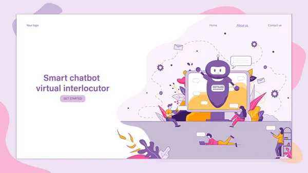 Ilustração Smart Chatbot Virtual Interlocutor Banner Vector Image Online Empresa — Vetor de Stock