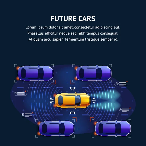 Jövőbeli autók forgalom System. Bannert ábra. — Stock Vector