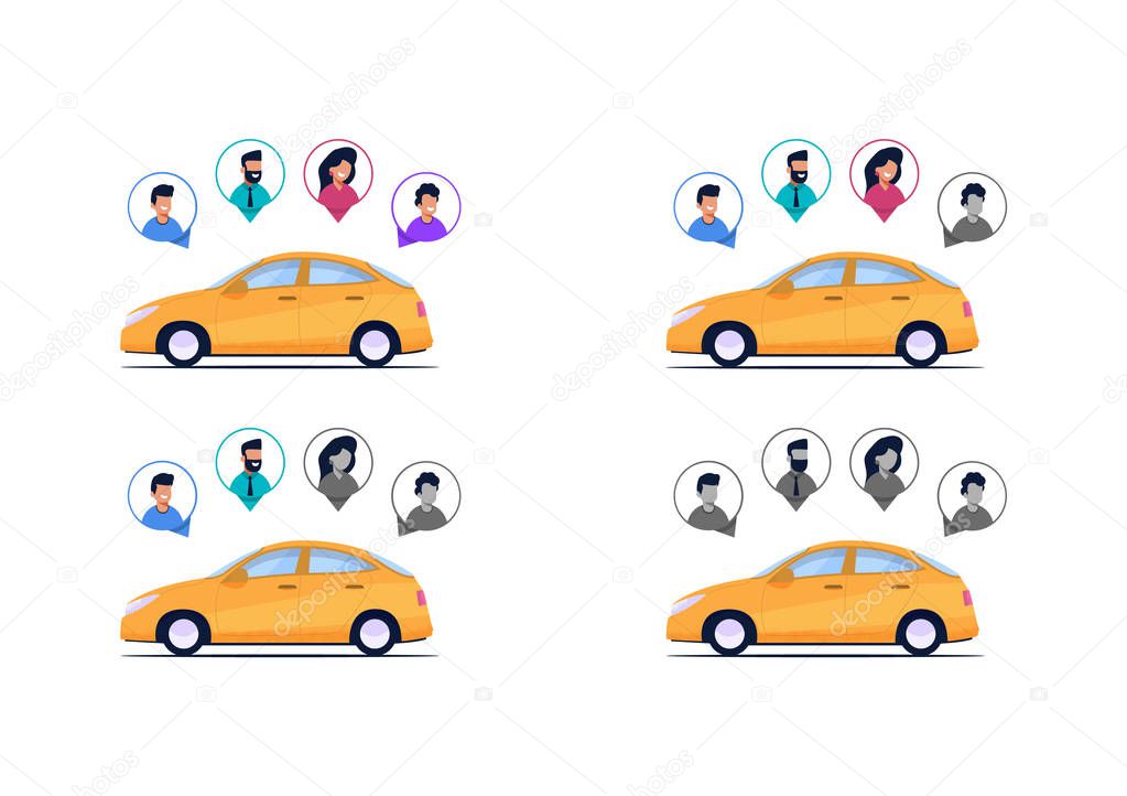 Vector Illustration Completeness Car Passengers
