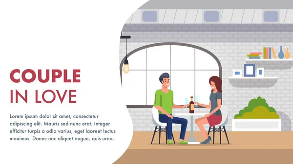 Verliebtes Paar. Romantisches Dating im Restaurant — Stockvektor