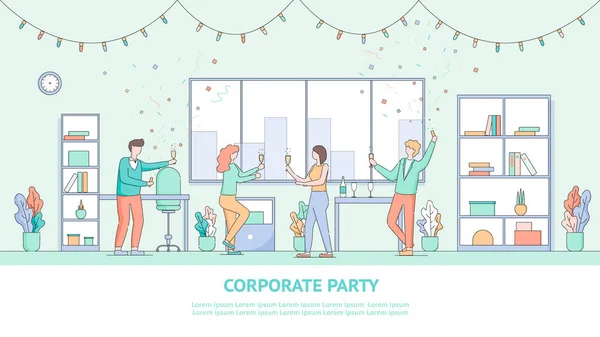 Group People Company Employee Celebrates Holiday — Stock Vector