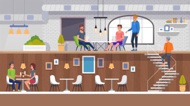 Avrupa Restoran iç. İnsanlar yemek yeme