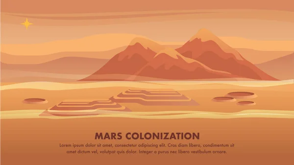 Panorama Mountain Landscape Red Planet Surface — Vector de stoc