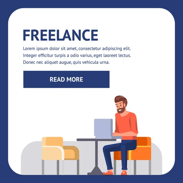 Jovem Freelance Compras Online Internet Project Empresário Trabalho Sentado Coffe — Vetor de Stock