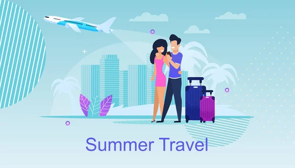 Sommerreisen. Reiseziele für zwei. — Stockvektor