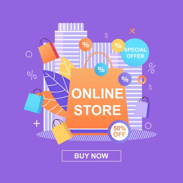 Banner Online Store. Specialerbjudande. 50 procent. — Stock vektor