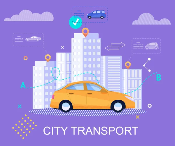City Transport. GPS Navigator Car. Destination. — Stock Vector