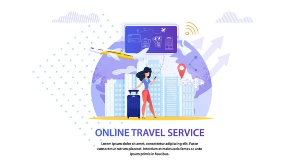Online-Reisedienst. Touristische Urlaubsplanung. — Stockvektor