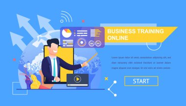 Yatay düz afiş iş eğitim Online.