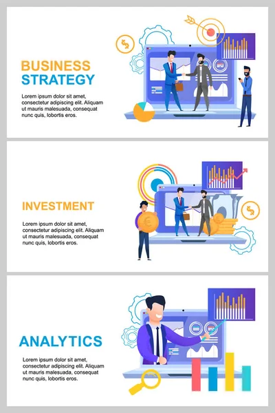 Transparent zestaw Business Strategy Analytics inwestycji — Wektor stockowy