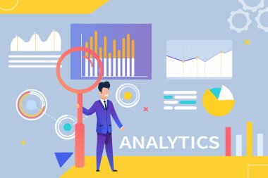 Vektör çizim Analytics mavi zemin üzerine.