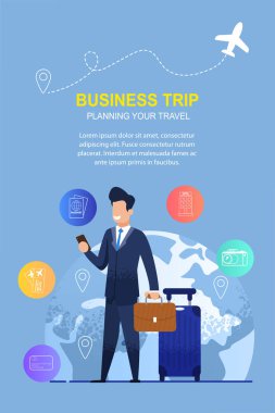 Man Uses a Mobile Application for Business Trip clipart