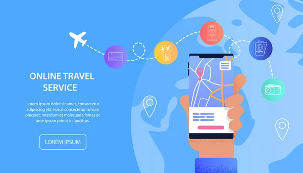 Online Travel Service dovolené pomoc turistické — Stockový vektor