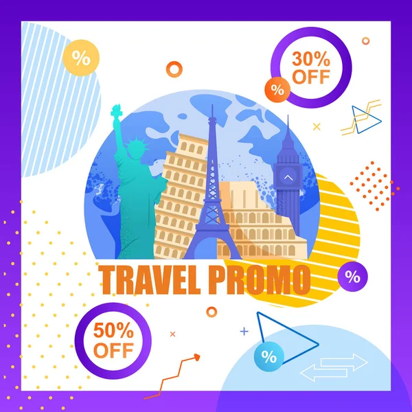 Illusztráció utazási Promo utazás szervezés — Stock Vector