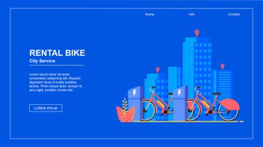 Yatay düz afiş. Bisiklet Kiralama şehir Servisi.