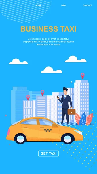 Zakelijke Taxi vectorillustratie blauwe achtergrond. — Stockvector