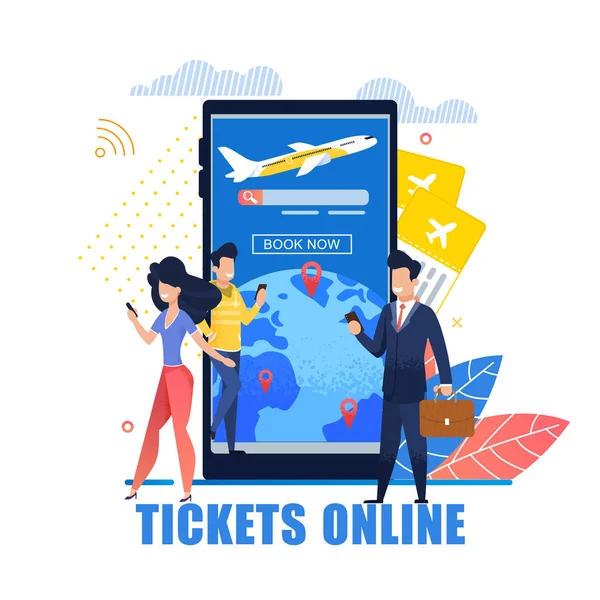 Ilustracja aplikacji mobilnej bilety Online — Wektor stockowy