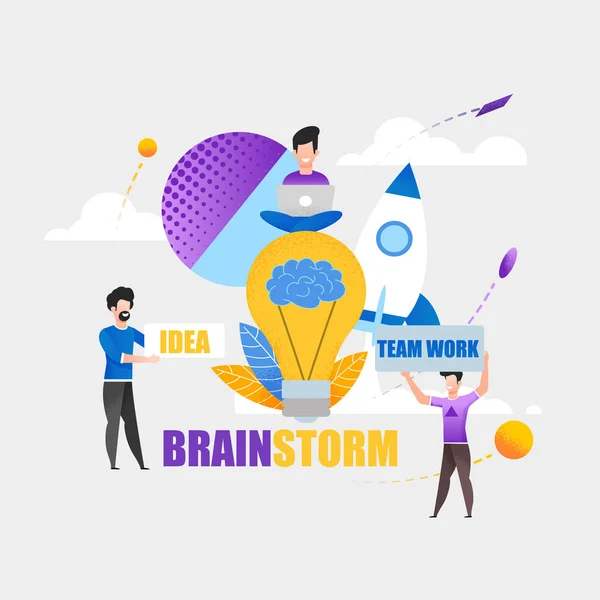 Ideia de trabalho em equipe de brainstorming em muitos projetos difíceis — Vetor de Stock