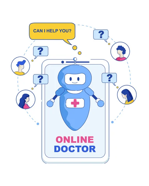 Online doktor. Yardımcı olabilir miyim. Vektör çizim — Stok Vektör