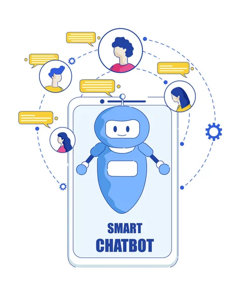 Smartphone Smart Chatbot Vector Ilustración plana . — Archivo Imágenes Vectoriales