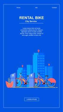 Dikey düz afiş. Bisiklet Kiralama şehir Servisi.