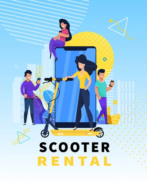 Планшетний банер Scooter Прокат онлайн додатків — стоковий вектор