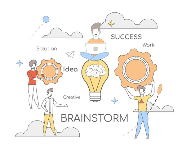 Solução Idéia de trabalho de sucesso Criativa Brainstorm —  Vetores de Stock