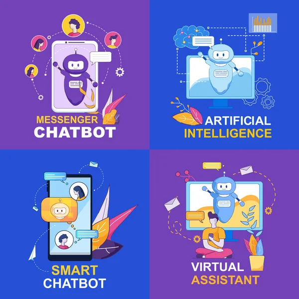 Messenger Chatbot Inteligencia Artificial Inteligente . — Archivo Imágenes Vectoriales