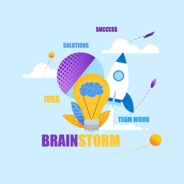 Plano Banner Brainstorm Ideia Soluções Sucesso . — Vetor de Stock