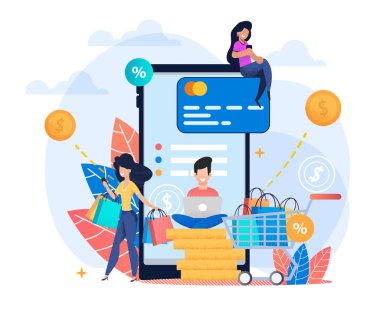 Vektör kare düz karlı güvenli Online alışveriş