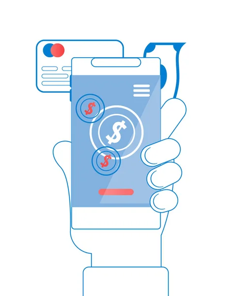 Διάνυσμα επίπεδη αμοιβή κινητό χρήματα σε λευκό φόντο. — Διανυσματικό Αρχείο
