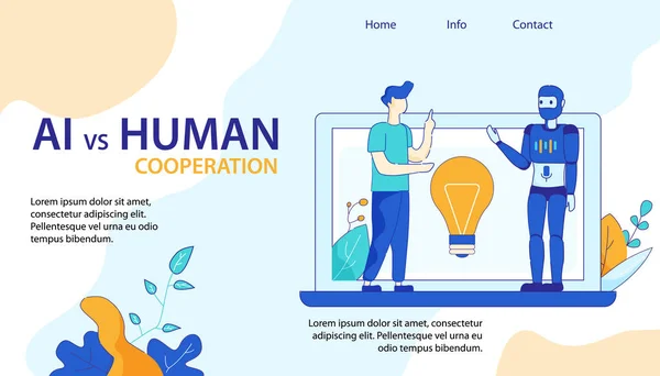 Ai vs human cooperation floraf landungsseite — Stockvektor