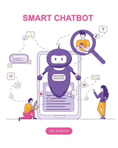 Chatbot inteligente para personas de conversación, Búsqueda — Archivo Imágenes Vectoriales