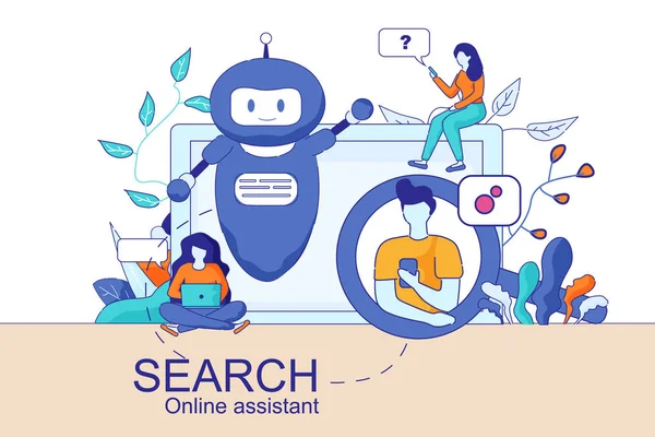 Mobile e PC Smart Search Assistente Online — Vetor de Stock