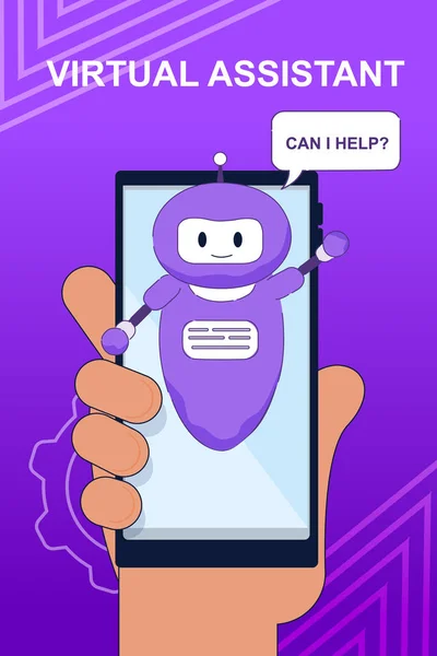 Banner met chat bot virtuele assistent voor mobiele — Stockvector