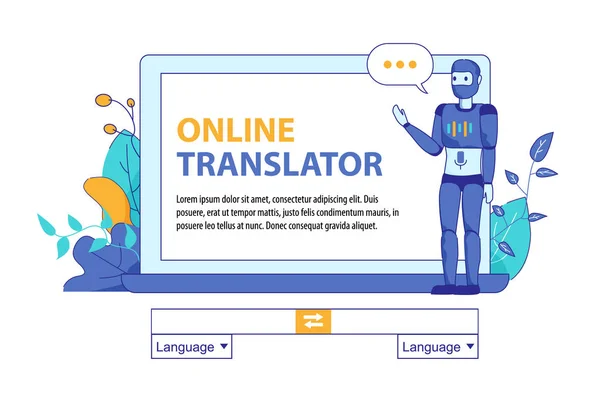 Bot intelligenza artificiale per la traduzione online — Vettoriale Stock