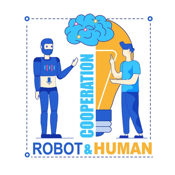 Symbiotická spolupráce robotů a lidské produktivity — Stockový vektor