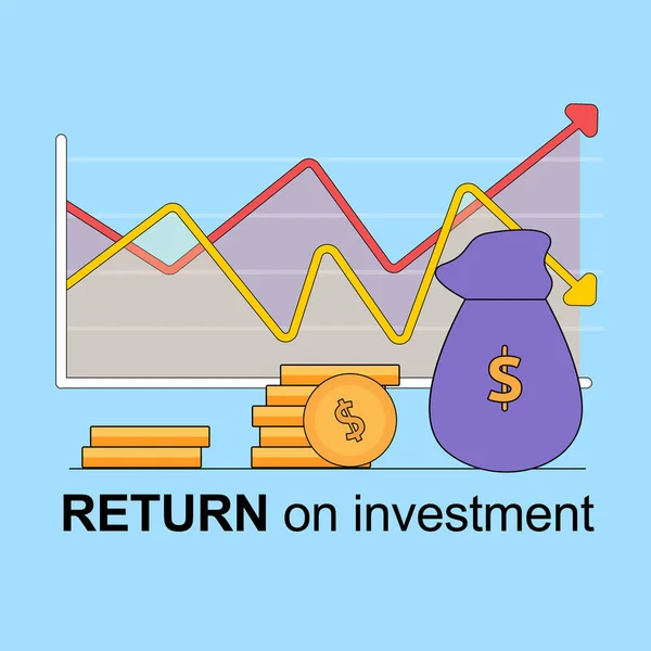 Retorno da Bandeira Quadrada de Investimento. Gráfico crescente . —  Vetores de Stock