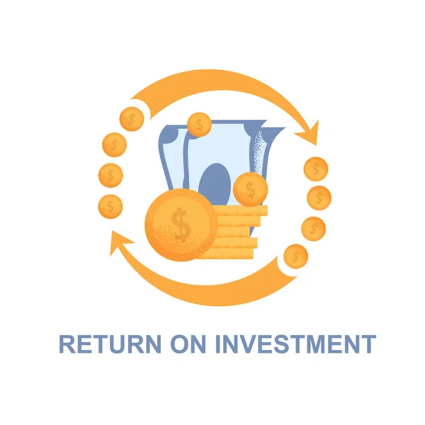 Bannière plate Retour sur investissement fond blanc . — Image vectorielle