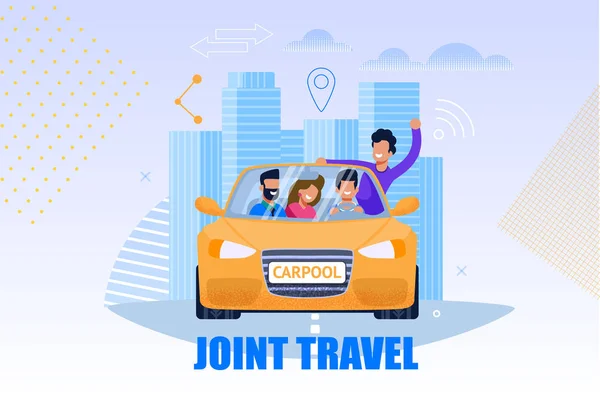 Joint Travel Service Illustrazione. Concetto di car pooling — Vettoriale Stock