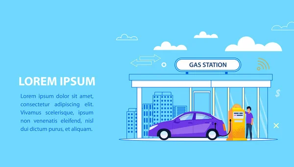 Concept de station-service. Illustration du service de carburant automobile — Image vectorielle