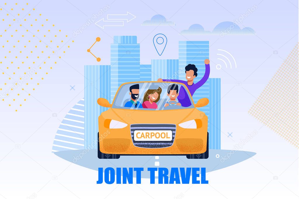 Joint Travel Service Illustration. Carpool Concept