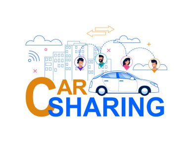 Araba paylaşım hat sanat Banner. Ekonomi yolculuk hizmeti.