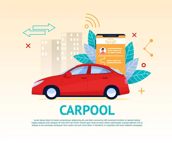 Carpool Application Banner. Travel Transport Rent. — Stock Vector