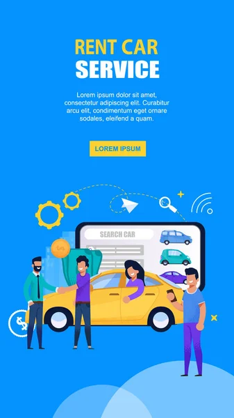 Rent Car Service Company. Página de aterragem móvel plana —  Vetores de Stock