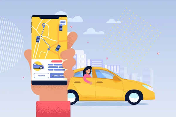 Demande de service de taxi en ligne. Partage des transports — Image vectorielle