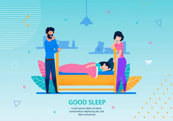 Good Sleep Banner Happy Family Conceptual Template