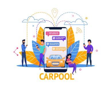 Carpool mobil uygulama. Sohbet planlama Ride