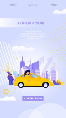 Şehir taksi mobil App. sarı araba düz Illustration