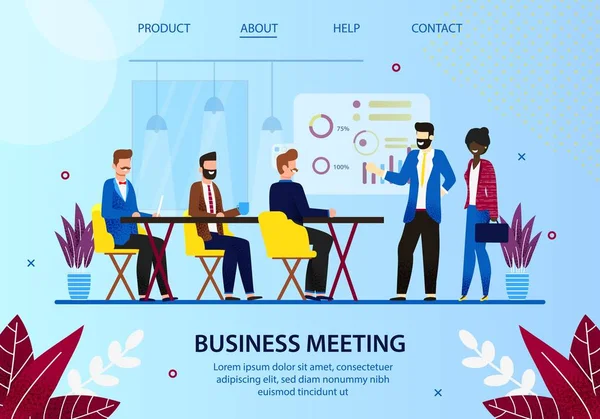 Business Meeting Leader con i dipendenti in ufficio — Vettoriale Stock